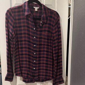 Caslon Navy and Red Plaid Button-Down Shirt